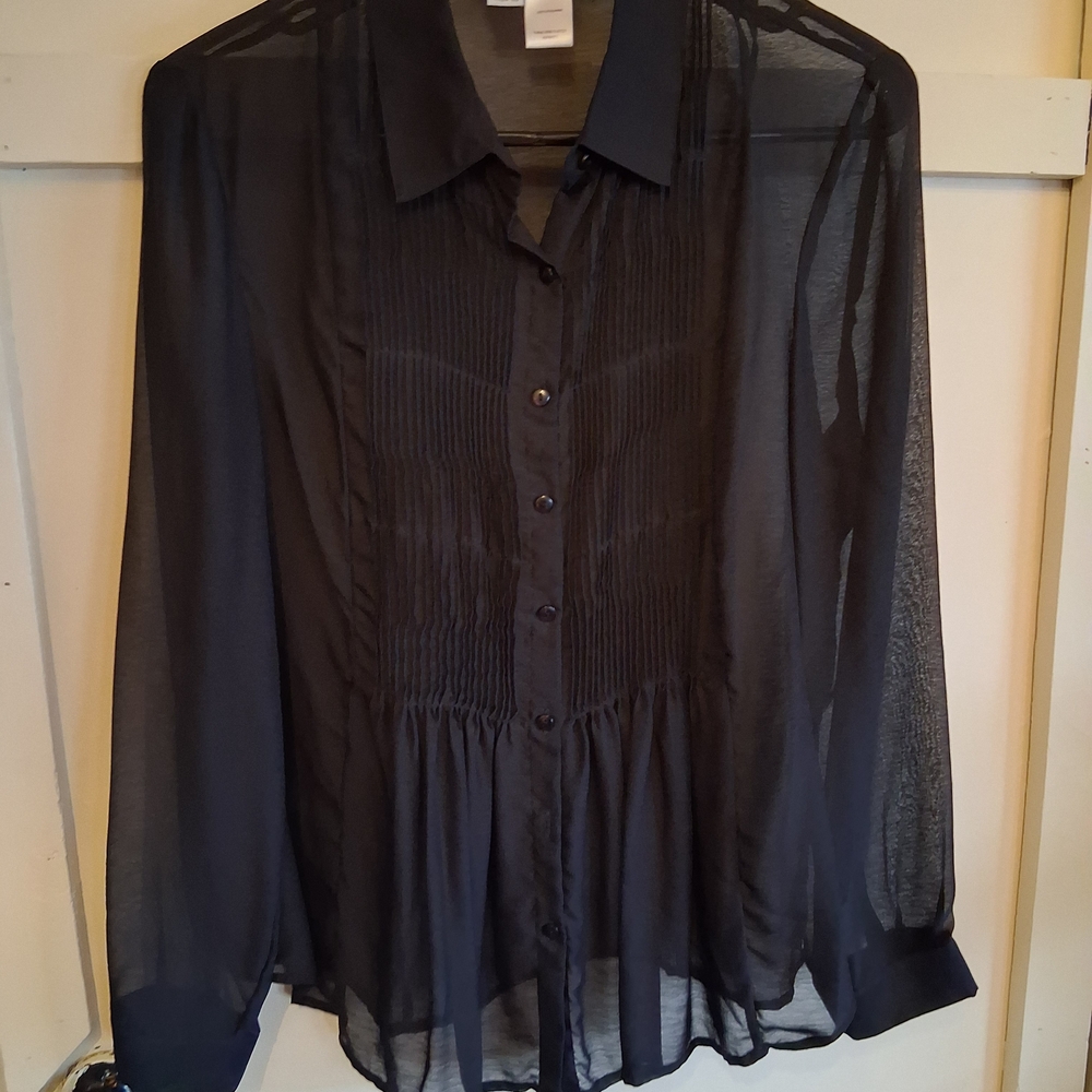 Coldwater Creek Sheer Black Blouse